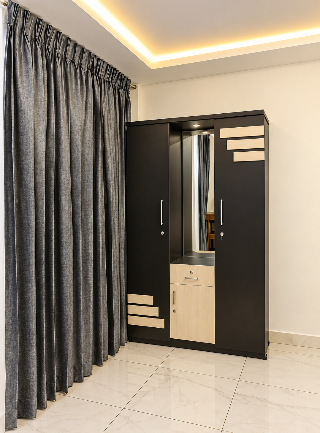 Comfortable room storage cabinet at Janyas Homestay Kodaikanal